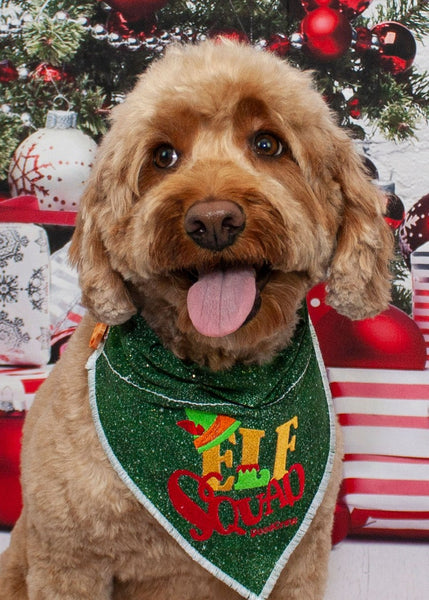 Elf Squad Holiday Dog Bandana - Over the Collar
