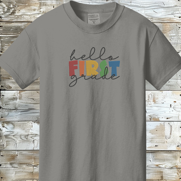 Back to School Embroidered Hello Customized Trendy Tee