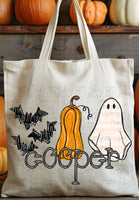 Spooky Fun Personalized Trick or Treat Tote Bag for Boys - Customizable Halloween Bag