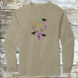 Magical Halloween Toddler T-Shirt: Whimsical Mouse Balloons & Bats Design