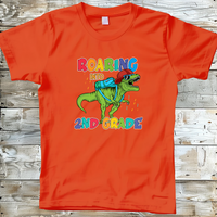 Roaring into Grade" Dinosaur Back-to-School T-Shirt - Customizable for Any Grade Level