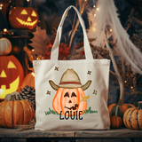 Personalized Halloween Trick or Treat Bag - Customized Pumpkin Tote for Boys