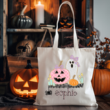 Spooky Ghost Halloween Trick or Treat Tote Bag for Girls - Durable and Fun