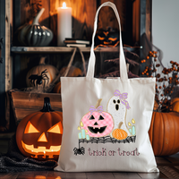 Spooky Ghost Halloween Trick or Treat Tote Bag for Girls - Durable and Fun