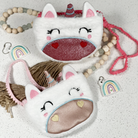 Embroidered Unicorn Purse with Pom Pom Strap for Girls