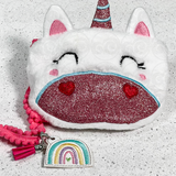 Embroidered Unicorn Purse with Pom Pom Strap for Girls