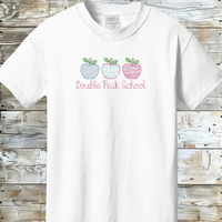 Unique Custom Embroidered Apple Trio T-Shirt - Kids' Back to School Short Sleeve Tee