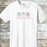 Unique Custom Embroidered Apple Trio T-Shirt - Kids' Back to School Short Sleeve Tee