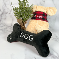 Personalized Dog Bone Toy - Best Dog Buffalo Plaid With Matching Scarf