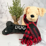 Personalized Dog Bone Toy - Best Dog Buffalo Plaid With Matching Scarf
