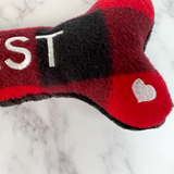 Personalized Dog Bone Toy - Best Dog Buffalo Plaid With Matching Scarf