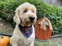 Spooky Doodle Embroidered Halloween Customized Bandana for Pets