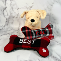 Personalized Dog Bone Toy - Best Dog Buffalo Plaid With Matching Scarf